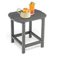 Set van 2 Bijzettafels Gemaakt van HDPE Weerbestendige Adirondack Tuintafel Kleine Salontafel Grijs