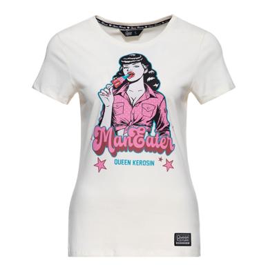 Queen Kerosin Maneater T-shirt Off White-XL
