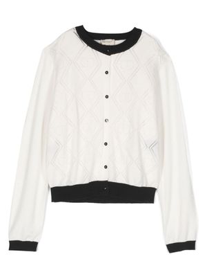 TWINSET Kids cardigan à logo en jacquard - Blanc