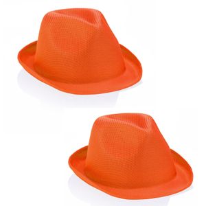 2x stuks oranje party hoedje voor volwassenen