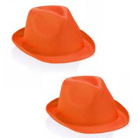 2x stuks oranje party hoedje voor volwassenen