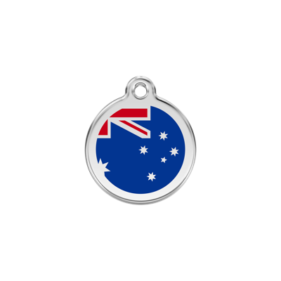 Australian Flag Navy roestvrijstalen hondenpenning small/klein dia. 2 cm - Reddingo