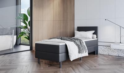 2dekans Boxspring Basic 90 x 200 Zwart - Stofschade onderdoek box + hoofdbord met 2 geleiders [Niet in originele verpakking]