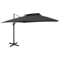 VidaXL Zweefparasol met dubbel dak 300x300 cm zwart VidaXL Zweefparasol met dubbel dak 300x300 cm zwart