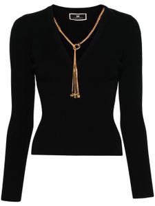 Elisabetta Franchi pull nervuré à collier détachable - Noir