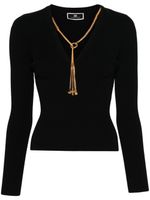 Elisabetta Franchi pull nervuré à collier détachable - Noir