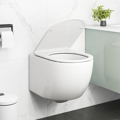 Wandhangend WC Keramisch Wand-WC Wit met Toilettenzitting Dual-Spolsysteem Afslankautomatiek