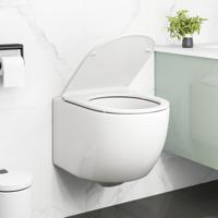 Wandhangend WC Keramisch Wand-WC Wit met Toilettenzitting Dual-Spolsysteem Afslankautomatiek