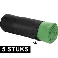 5x Fleece deken groen 150 x 120 cm