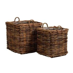 Giga Living - Rotan Mand Vierkant - Grijs Rotan - Set Van 2 - Calais