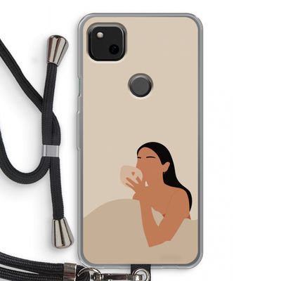 Fresh coffee: Pixel 4a Transparant Hoesje met koord