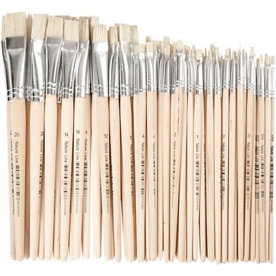 Creativ Company Nature line kwasten, afm 00+0+1+2+4+12+14+20, l: 18-22 cm, b: 3-20 mm, plat, 68 stuk/ 1 doos