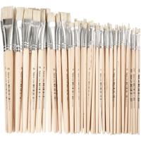 Creativ Company Nature line kwasten, afm 00+0+1+2+4+12+14+20, l: 18-22 cm, b: 3-20 mm, plat, 68 stuk/ 1 doos Creativ Company Nature line kwasten, afm 00+0+1+2+4+12+14+20, l: 18-22 cm, b: 3-20 mm, plat, 68 stuk/ 1 doos