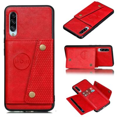 Voor Galaxy A90 5G schokbestendige magnetische PU + TPU beschermhoes met kaartsleuven (rood)