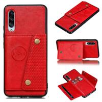 Voor Galaxy A90 5G schokbestendige magnetische PU + TPU beschermhoes met kaartsleuven (rood)