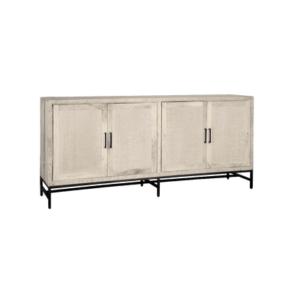 RENEW Dressoir 'Carini' Hout en Webbing, 200cm, kleur Wit