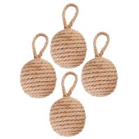 Esschert design deurstopper knoop - 4x - 1.7 kilo - bruin - jute - 14 x 14 cm