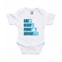 Baby rompertje - eat sleep poop repeat - blauw - kraam cadeau - thumbnail