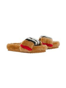 Burberry Kids claquettes à motif Icon Stripe - Marron