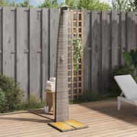 VidaXL Buitendouche 55x60x224 cm poly rattan en acaciahout grijs VidaXL Buitendouche 55x60x224 cm poly rattan en acaciahout grijs