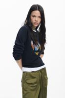 Sweatshirt met geborduurde hartjes - BLACK - XL