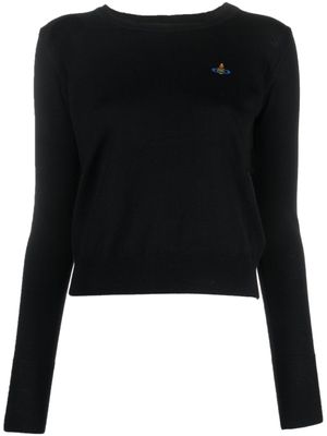 Vivienne Westwood pull en laine vierge à logo brodé - Noir