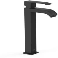 Wastafelkraan Tres Cuadro | Opbouw | Mengkraan | Waterval uitloop | Hoog model | 1-hendel | Vierkant | Zwart mat