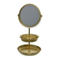 Sieraden/make-up spiegel met etagere goud 16 x 32,5 cm - thumbnail