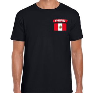 Peru t-shirt met vlag zwart op borst voor heren