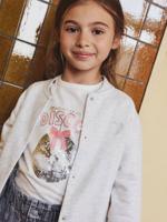 Meisjes-T-shirt met lange mouwen en metallic animatie wit