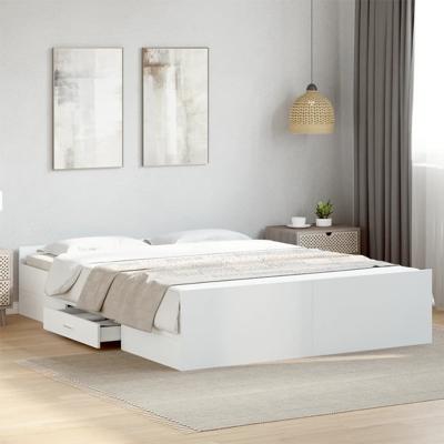 Bedframe met lades bewerkt hout wit 150x200 cm