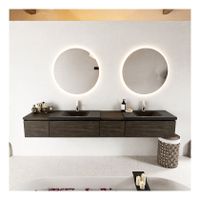 Mondiaz Bukla 240cm badmeubel met module 40 rechts kleur dark brown met 4 lades en wastafel dubbel 2 kraangaten kleur urban