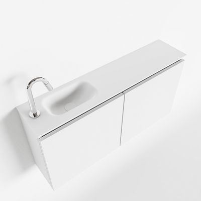 Toiletmeubel Mondiaz Ture | 100 cm | Meubelkleur Talc | Eden wastafel Talc Links | 1 kraangat