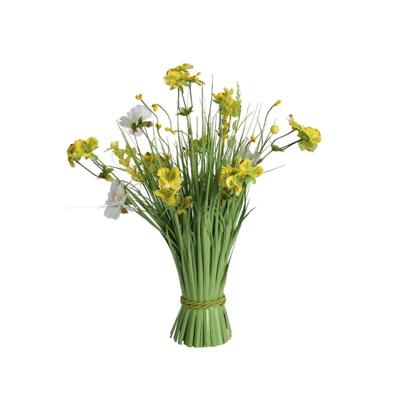 Decoris Kunstbloem boeket h40cm geel/wit