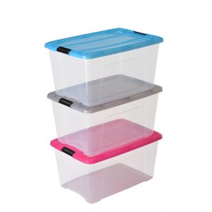 Iris opbergboxen gekleurde deksel - set van 3 - 45 liter