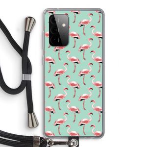 Flamingoprint groen: Samsung Galaxy A72 5G Transparant Hoesje met koord