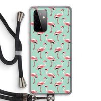 Flamingoprint groen: Samsung Galaxy A72 5G Transparant Hoesje met koord