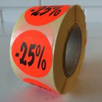 Etiket fluor rood 35mm 25% korting 500/r