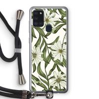 Wit bloemenpatroon: Samsung Galaxy A21s Transparant Hoesje met koord