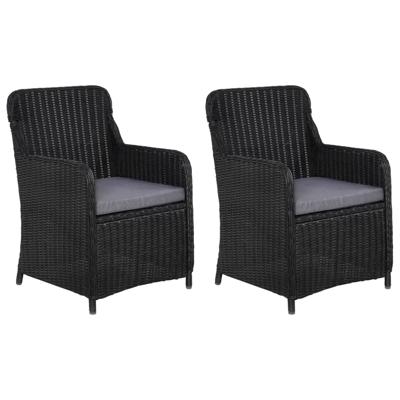 Tuinstoelen 2 st met kussens poly rattan zwart