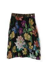 Roberto Cavalli Junior jupe plissée à fleurs - Noir