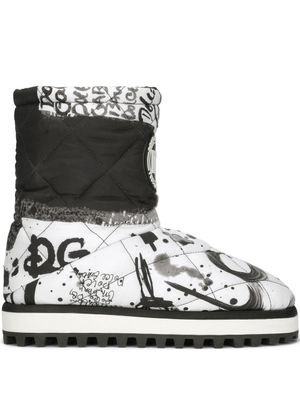Dolce & Gabbana bottes matelassées à imprimé taches de peinture - Blanc