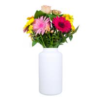 Bela Arte Bloemenvaas Milan - mat wit glas - D15 x H35 cm - melkbus vaas met smalle hals   -