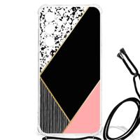 Samsung Galaxy A55 Shockproof Case Zwart Roze Vormen