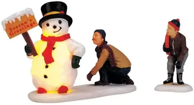 Lemax frosty&apos;s friendly greeting s/2 verlichte kerstdorp accessoire 1999