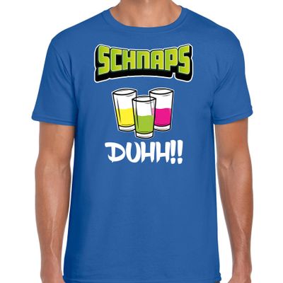 Apres ski t-shirt voor heren - schnaps - blauw - apres ski/wintersport - skien