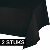 2x Tafelkleden zwart 274 x 137 cm Halloween decoratie - thumbnail