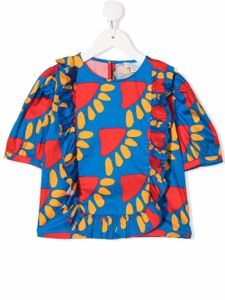 Stella McCartney Kids blouse à imprimé abstrait - Bleu