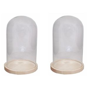 2x Ecoglas stolpen met houten plateau 18 x 30 cm