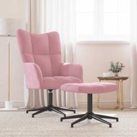 Relaxstoel met voetenbank fluweel roze